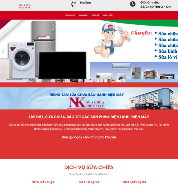 Website sửa chữa điện máy đơn giản